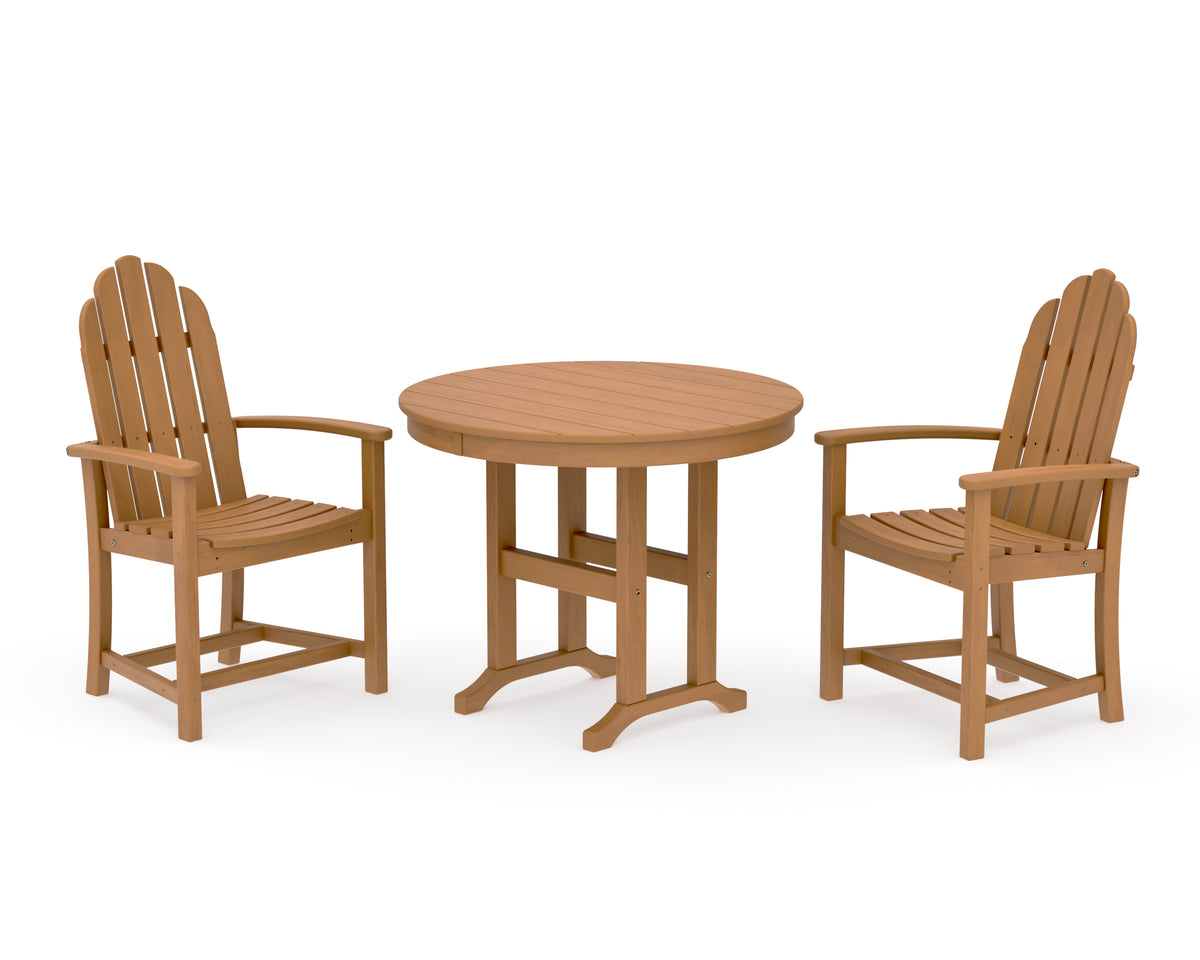POLYWOOD Classic Adirondack 3-Piece Round Dining Set in Natural