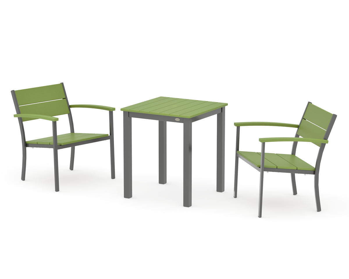 POLYWOOD Main Street 3-Piece Square Dining Set in Charcoal / Lime