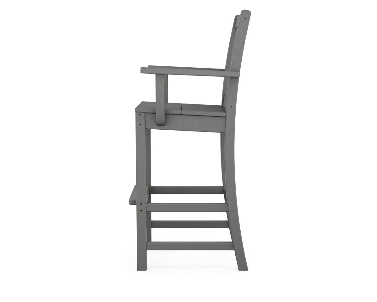 Alternate view of the POLYWOOD Prairie Bar Arm Chair in Slate Grey