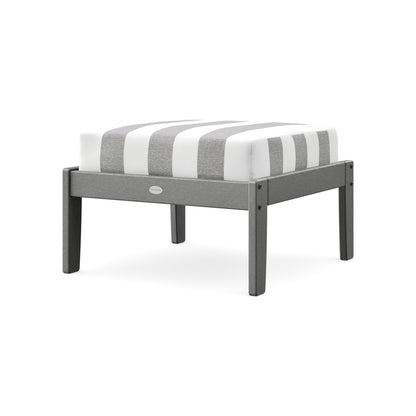 POLYWOOD Braxton Deep Seating Ottoman in Slate Grey / Cabana Stripe Grey Mist