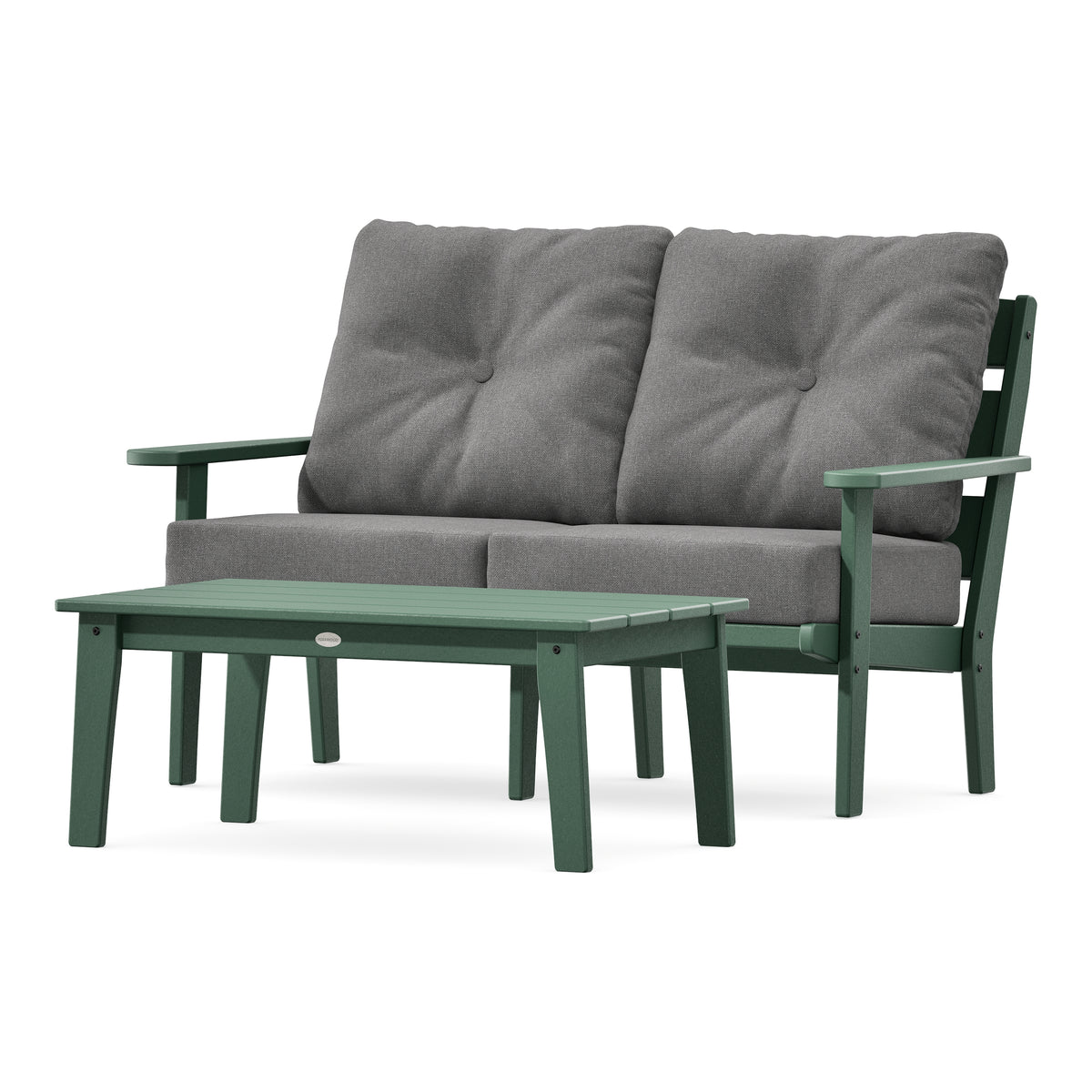 POLYWOOD Lakeside 2-Piece Lounge Loveseat Set in Green