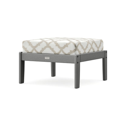 POLYWOOD Cottage Deep Seating Ottoman in Slate Grey / Trellis Dune Burlap