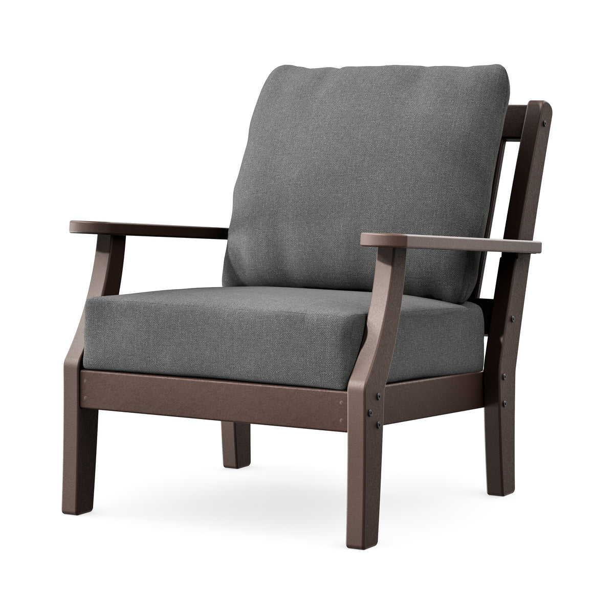 POLYWOOD Chinoiserie Deep Seating Chair in Mahogany / Ash Charcoal