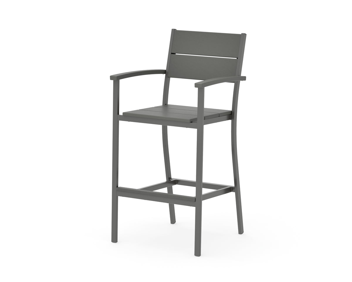 POLYWOOD Main Street Bar Arm Chair in Charcoal / Slate Grey