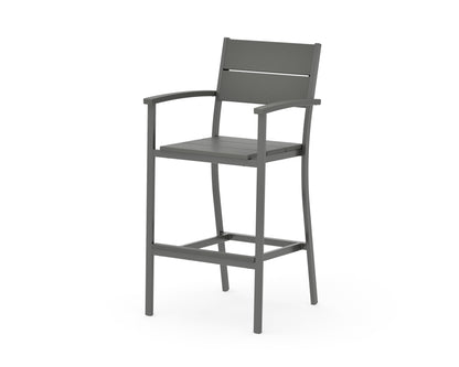 POLYWOOD Main Street Bar Arm Chair in Charcoal / Slate Grey
