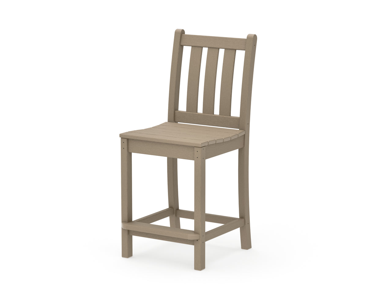 POLYWOOD Traditional Garden Counter Side Chair in Vintage Sahara