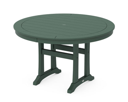 POLYWOOD Nautical Trestle 48" Round Dining Table in Green