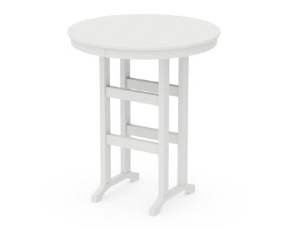 POLYWOOD 36" Round Farmhouse Bar Table in White