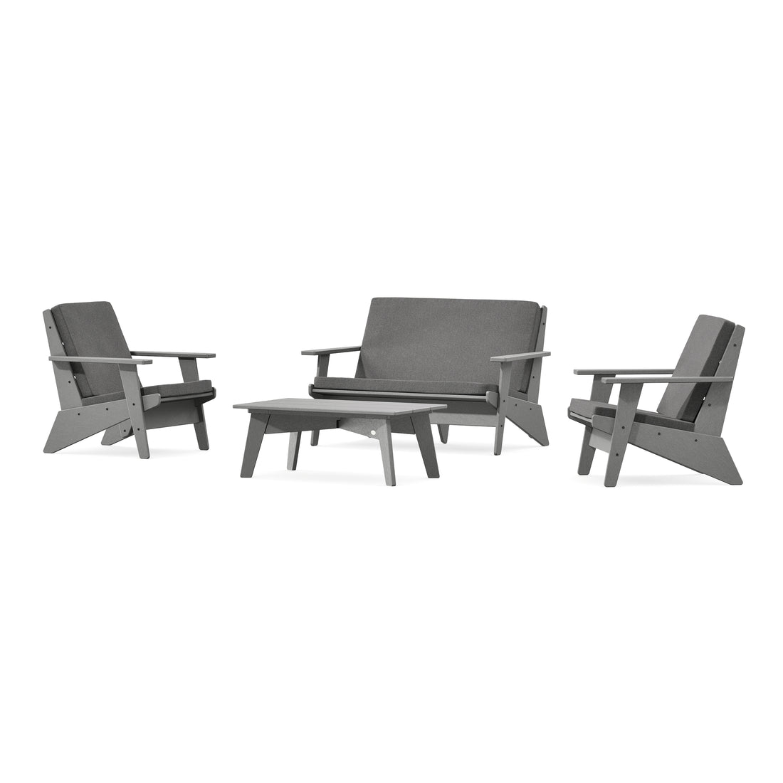 POLYWOOD Riviera Modern Lounge 4-Piece Set in Slate Grey