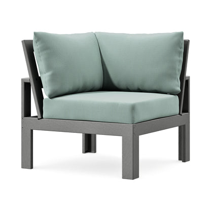 POLYWOOD Modular Corner Chair in Slate Grey / Spa