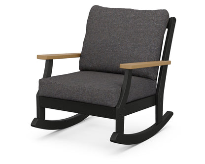 POLYWOOD Braxton Deep Seating Rocking Chair in Black / Natural / Ash Charcoal