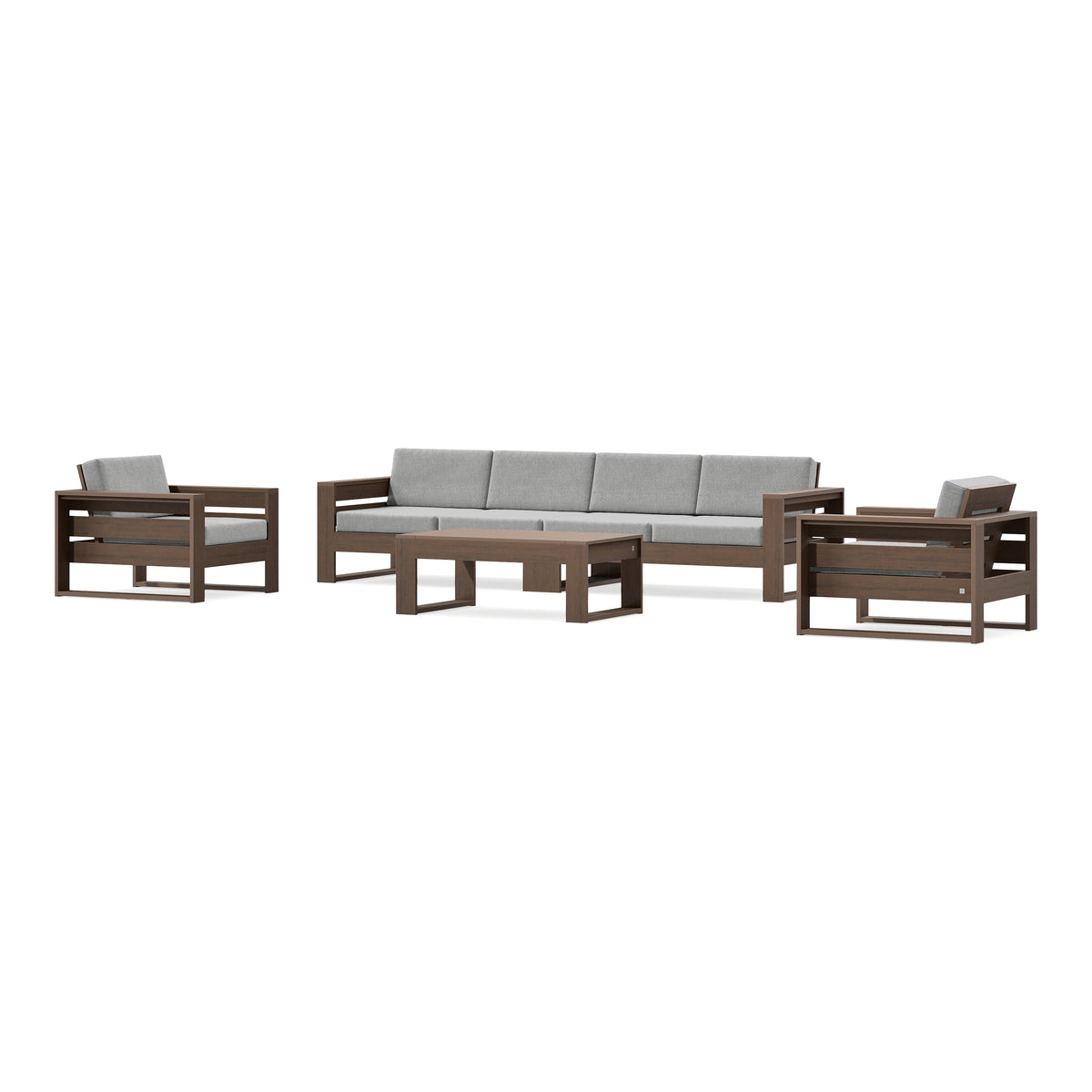 POLYWOOD PW Designer Series Latitude 5-Piece Lounge Sofa Set in Kona / Grey Mist