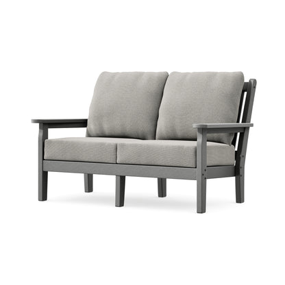 POLYWOOD Chippendale Deep Seating Loveseat in Slate Grey / Weathered Tweed