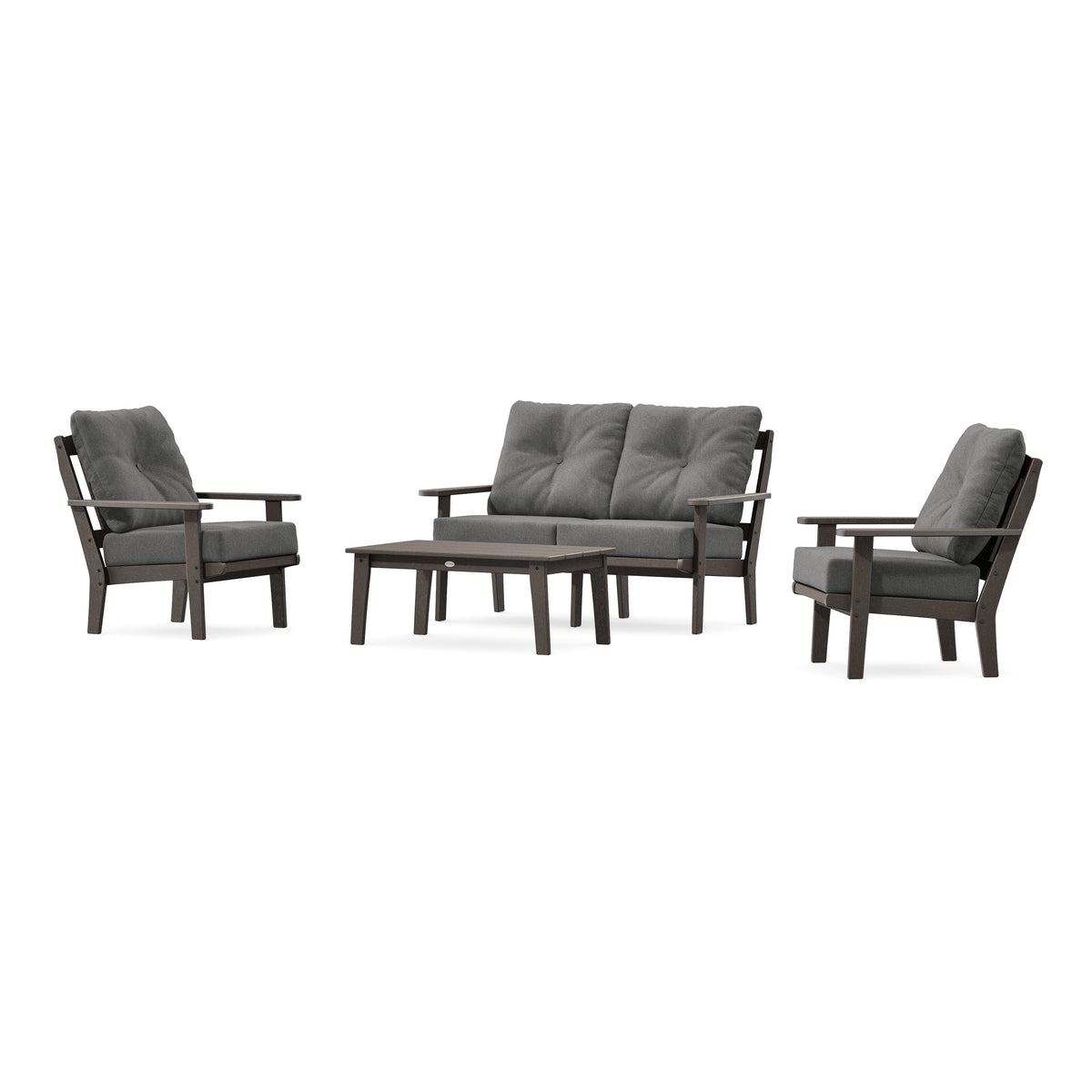POLYWOOD Mission 4-Piece Deep Seating Set with Loveseat in Vintage Coffee