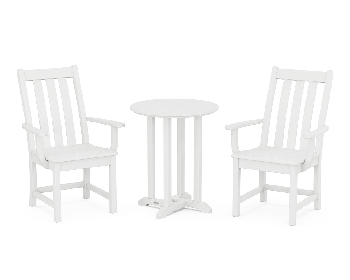 POLYWOOD Vineyard 3-Piece Round Bistro Dining Set in White