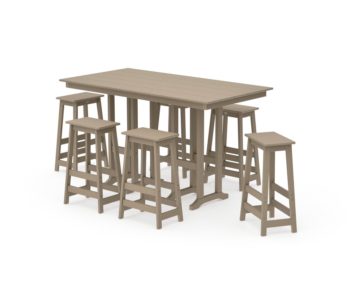 POLYWOOD Modern Studio Bar Stool 7-Piece Set in Vintage Sahara