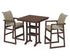 POLYWOOD EDGE Woven 3-Piece Farmhouse Bar Set with Trestle Legs in Mahogany / Dune Grass