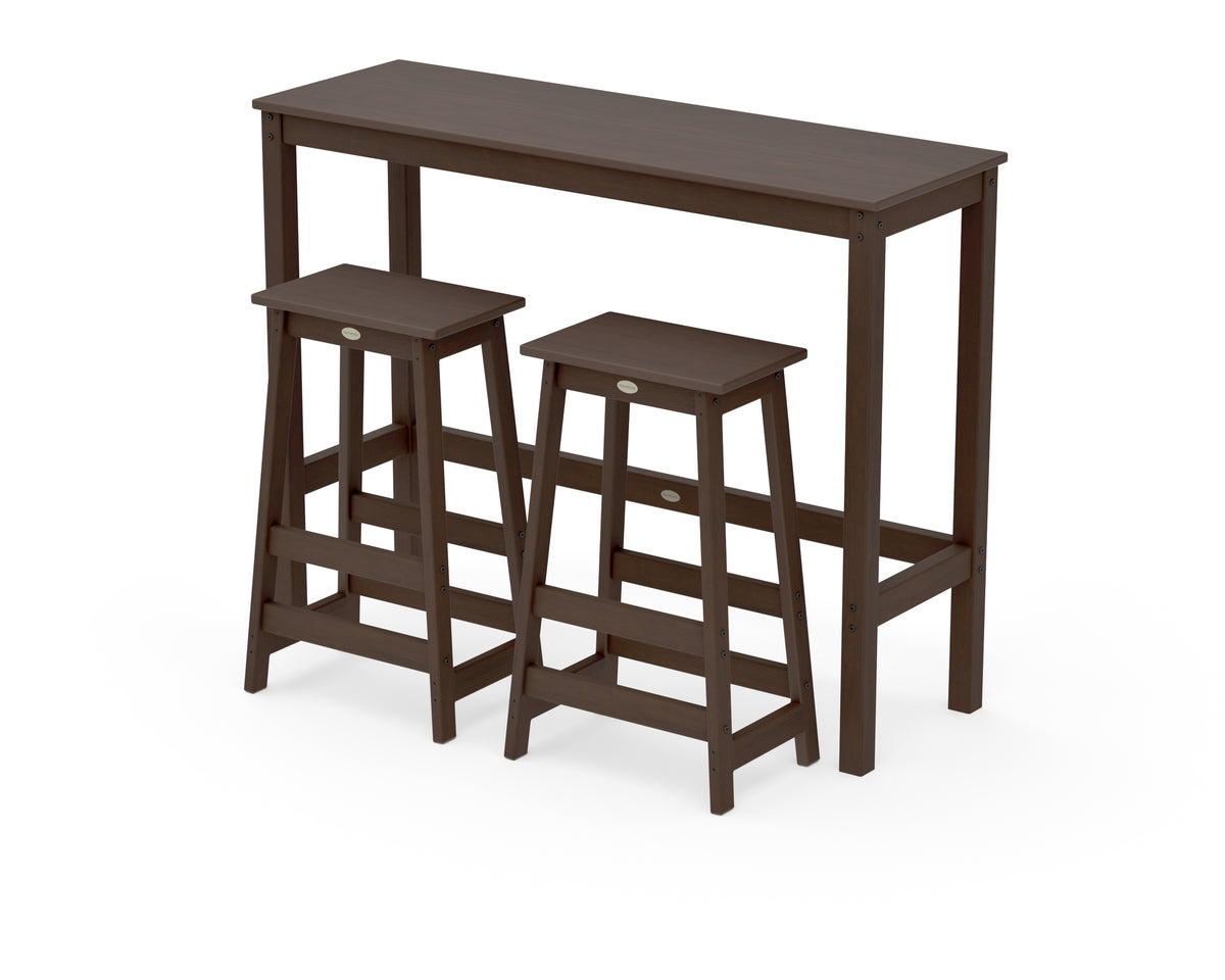POLYWOOD Modern Studio Stool 3-Piece Bar Balcony Set in Kona