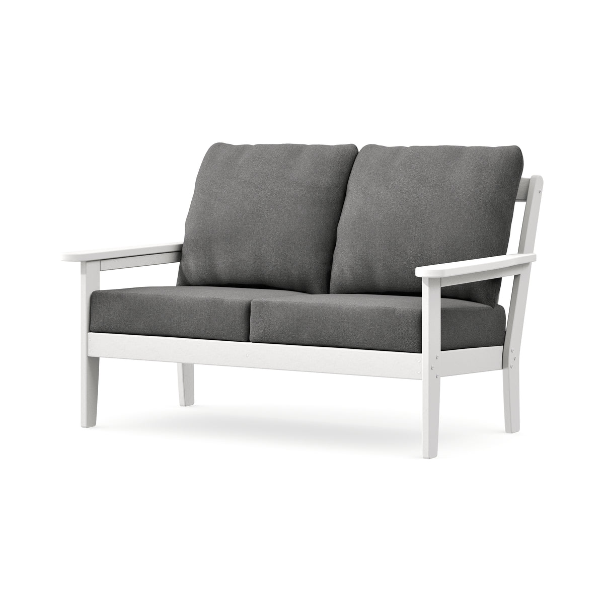 POLYWOOD Cottage Deep Seating Loveseat in White / Ash Charcoal