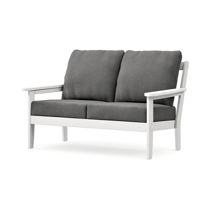 POLYWOOD Cottage Deep Seating Loveseat in White / Ash Charcoal