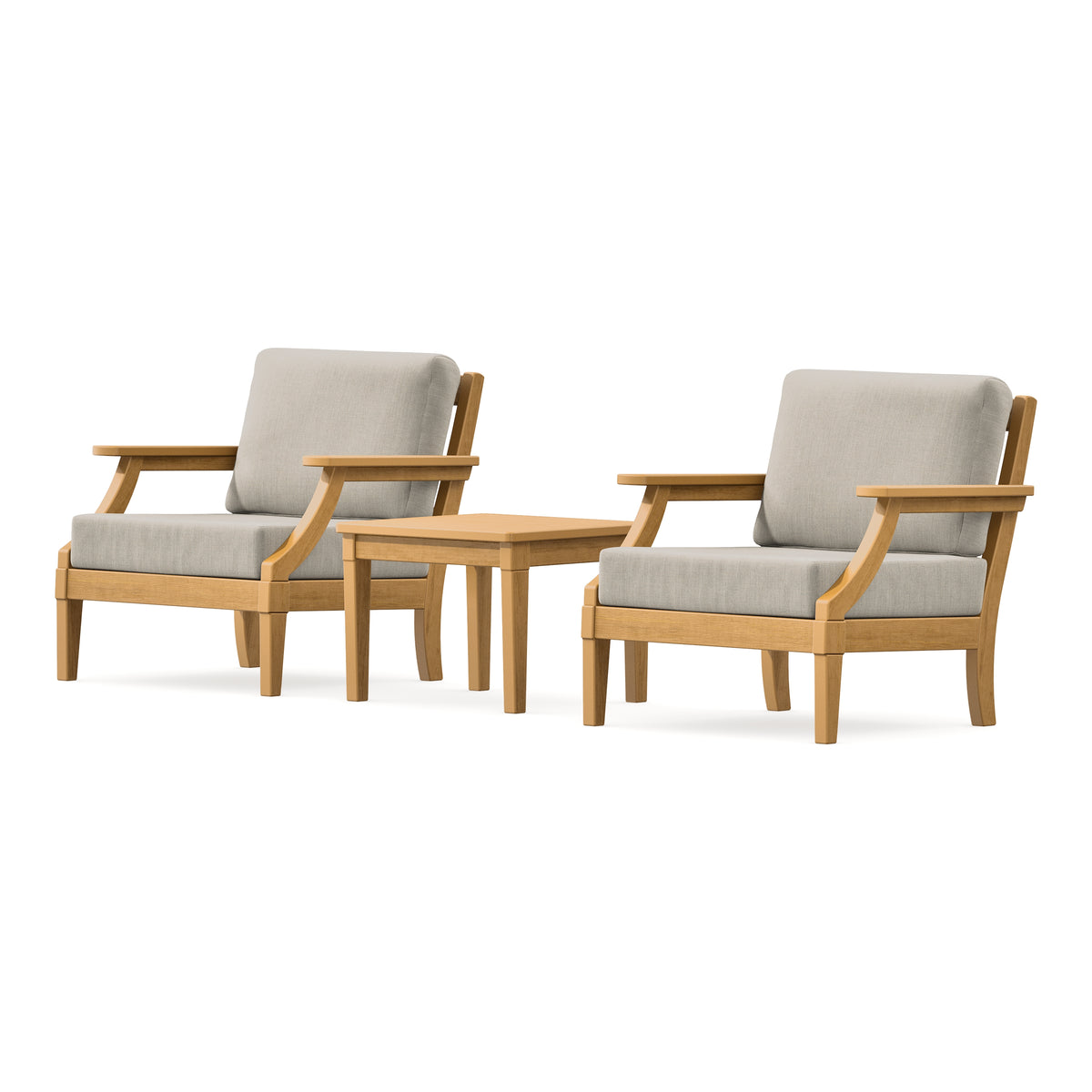 POLYWOOD PW Designer Series Estate 3-Piece Lounge Chair Set in Natural / Cast Ash