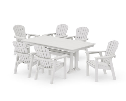POLYWOOD Seashell 7-Piece Farmhouse Dining Set with Trestle Legs in Vintage White