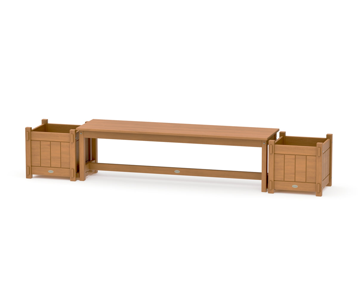 POLYWOOD 60" Vineyard Straight Planter Bench Set in Natural