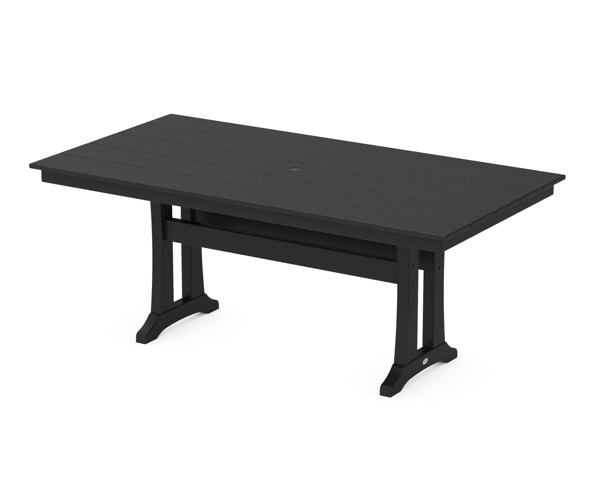 POLYWOOD Farmhouse Trestle 37" x 72" Dining Table in Black