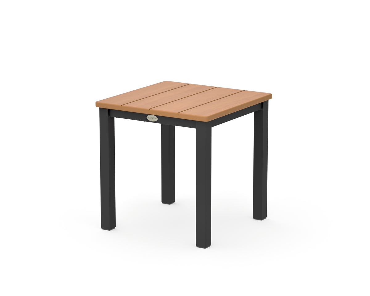 POLYWOOD Main Street 18" Side Table in Black / Natural
