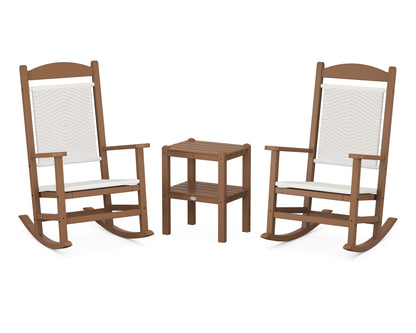 POLYWOOD Presidential Woven Rocker 3-Piece Set in Teak / White Loom