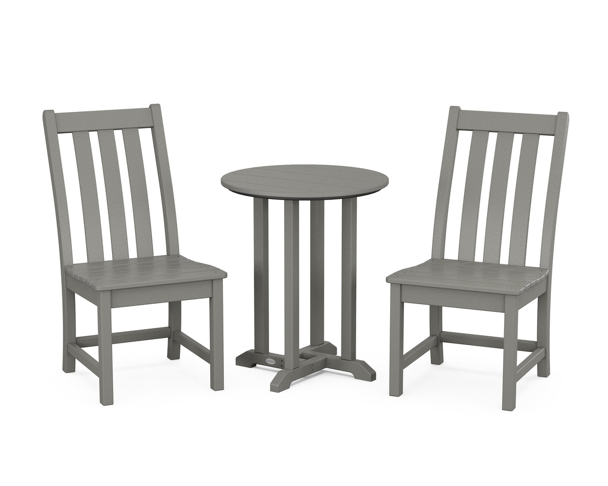 POLYWOOD Vineyard Side Chair 3-Piece Round Bistro Dining Set in Slate Grey