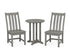 POLYWOOD Vineyard Side Chair 3-Piece Round Bistro Dining Set in Slate Grey