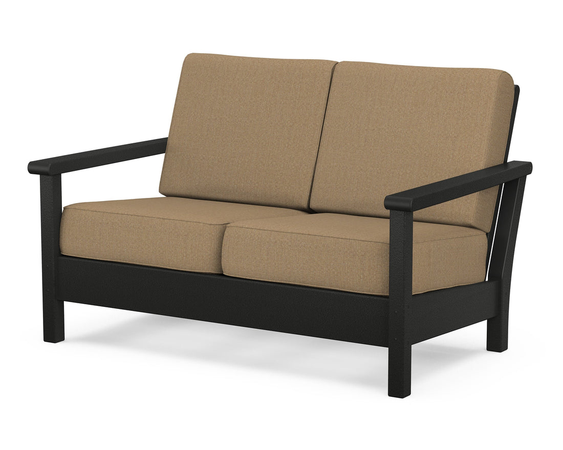 POLYWOOD Harbour Deep Seating Loveseat in Black / Sesame