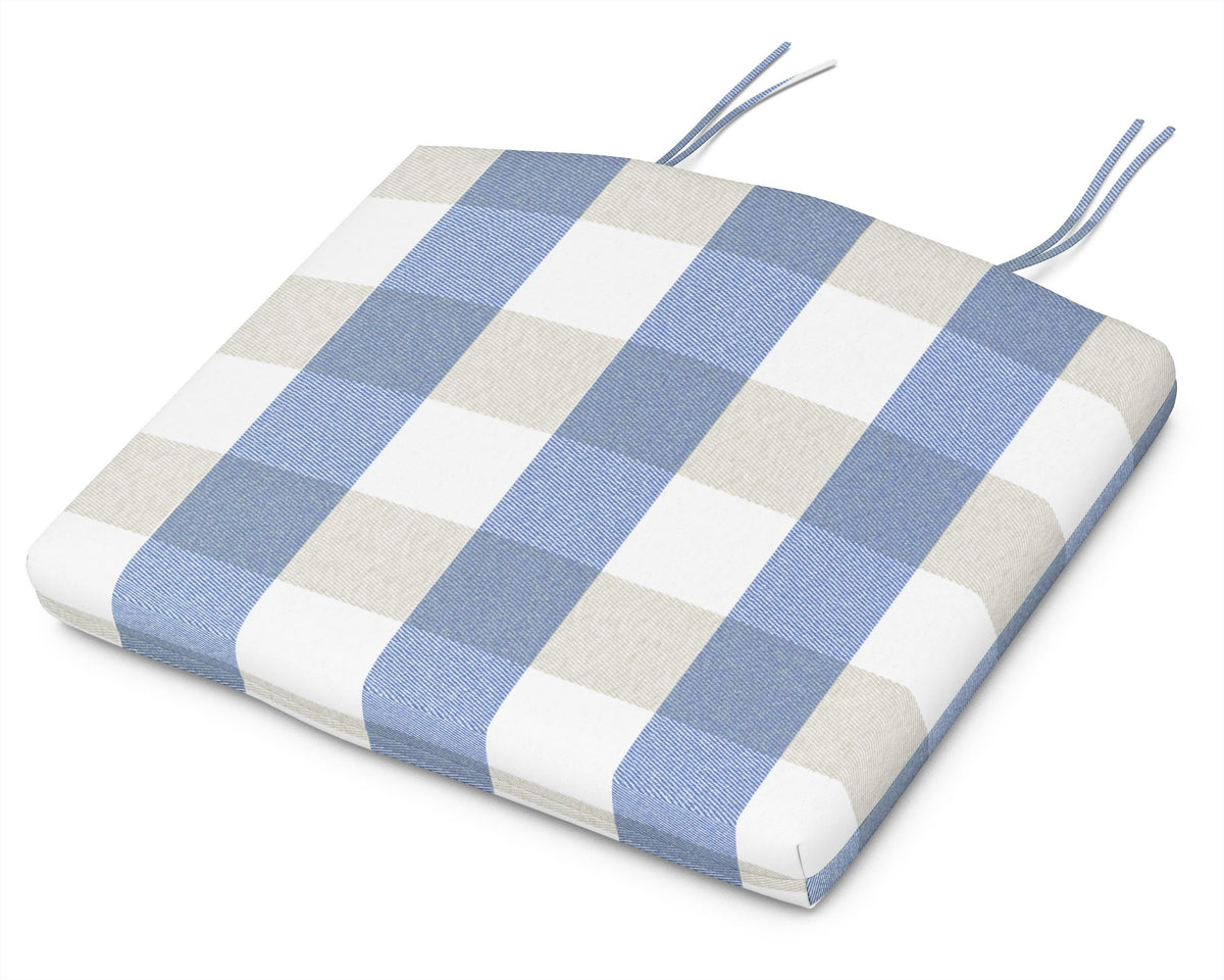 POLYWOOD Standard Seat Cushion 18"D x 22"W x 2.5"H in Buffalo Plaid Sky Blue