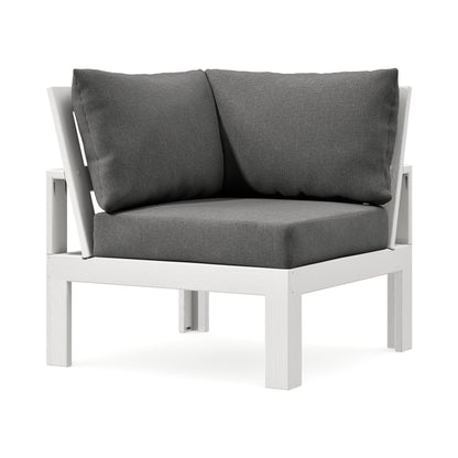 POLYWOOD Modular Corner Chair in Vintage White / Ash Charcoal