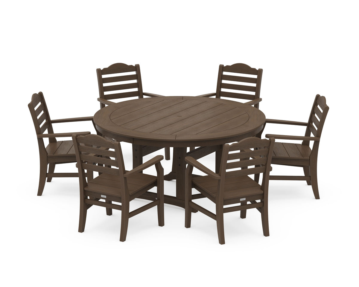 POLYWOOD Savannah 7-Piece Arm Chair Round Dining Set in Kona