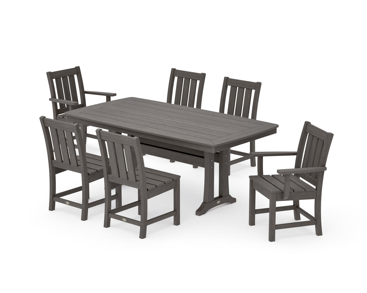 POLYWOOD Oxford 7-Piece Dining Set with Trestle Legs in Driftwood