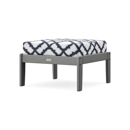POLYWOOD Cottage Deep Seating Ottoman in Slate Grey / Trellis Navy