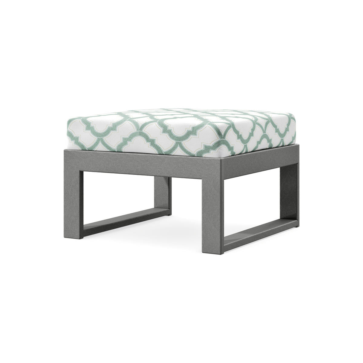 POLYWOOD Modular Ottoman - Modern in Slate Grey / Trellis Glacier Spa