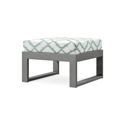 POLYWOOD Modular Ottoman - Modern in Slate Grey / Trellis Glacier Spa