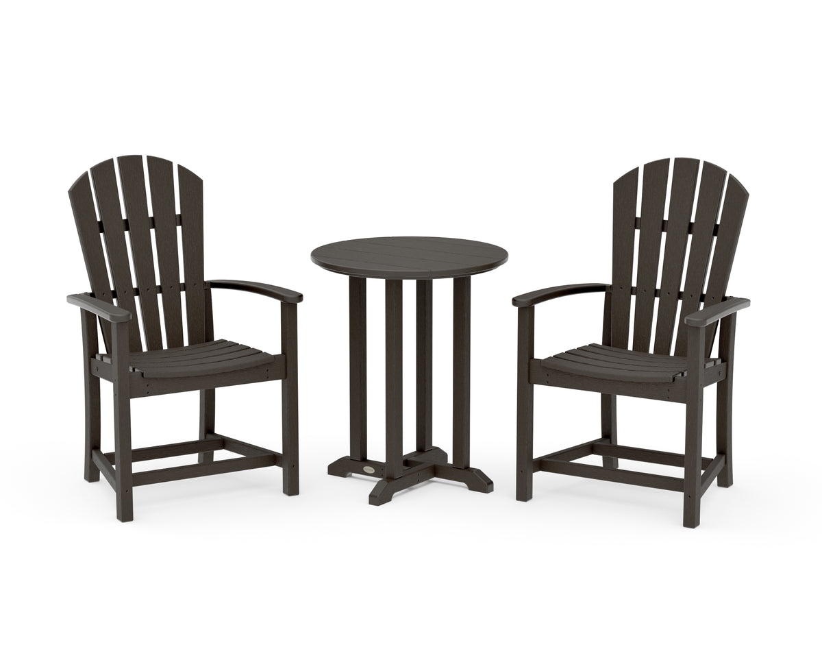 POLYWOOD Palm Coast 3-Piece Round Farmhouse Bistro Dining Set in Vintage Coffee