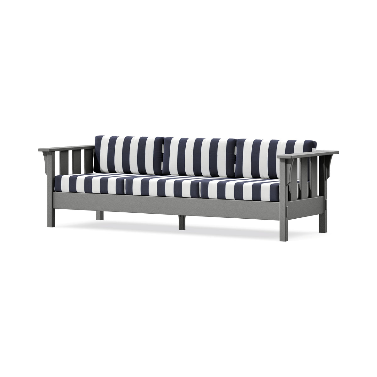 POLYWOOD Acadia Deep Seating Sofa in Slate Grey / Cabana Stripe Navy