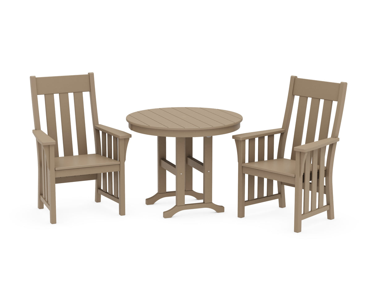 POLYWOOD Acadia 3-Piece Farmhouse Dining Set in Vintage Sahara