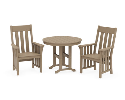 POLYWOOD Acadia 3-Piece Farmhouse Dining Set in Vintage Sahara