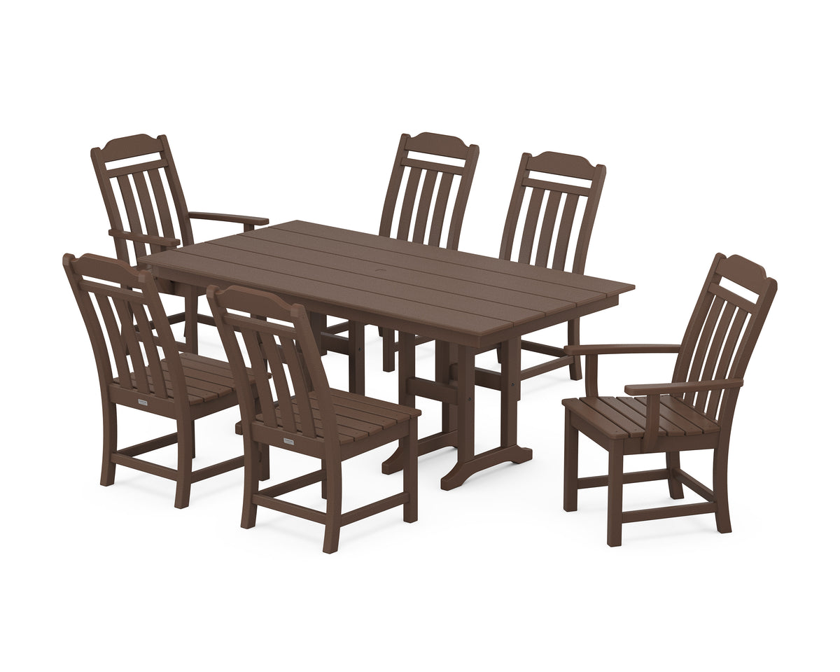 POLYWOOD Cottage 7-Piece Farmhouse Dining Set in Mahogany