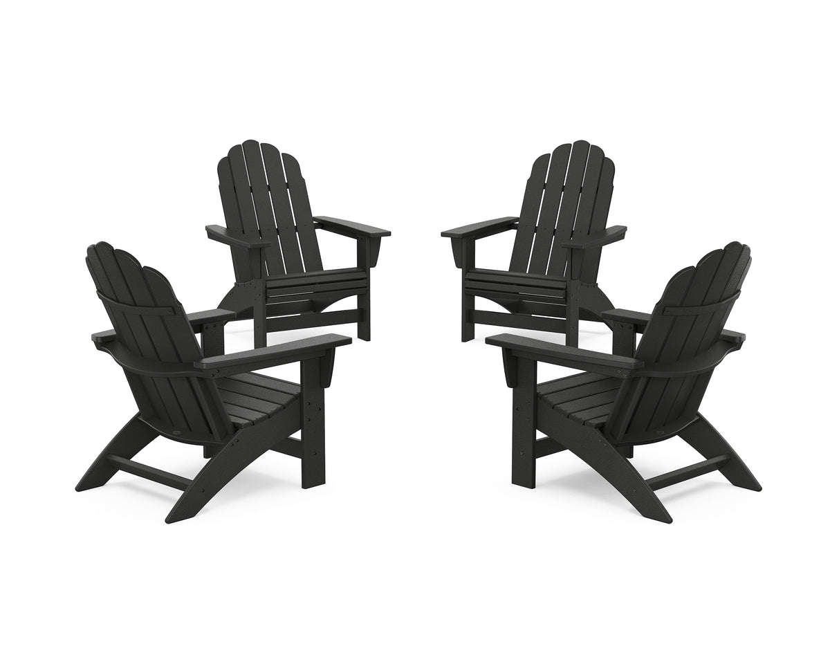 POLYWOOD 4-Piece Vineyard Grand Adirondack Chair Conversation Set in Black
