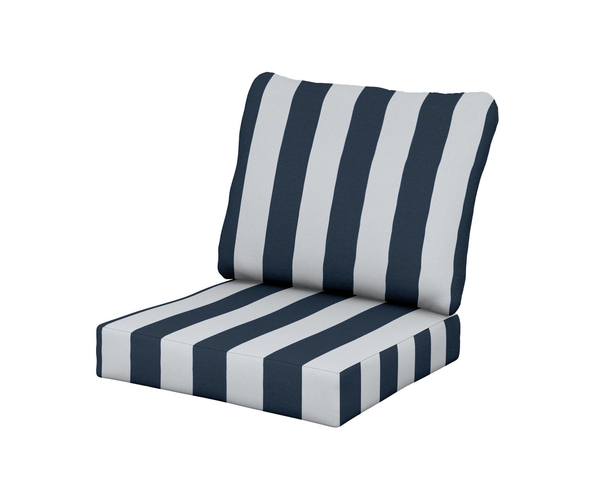 POLYWOOD Baffle Seat/Back Cushion in Cabana Stripe Marine Indigo