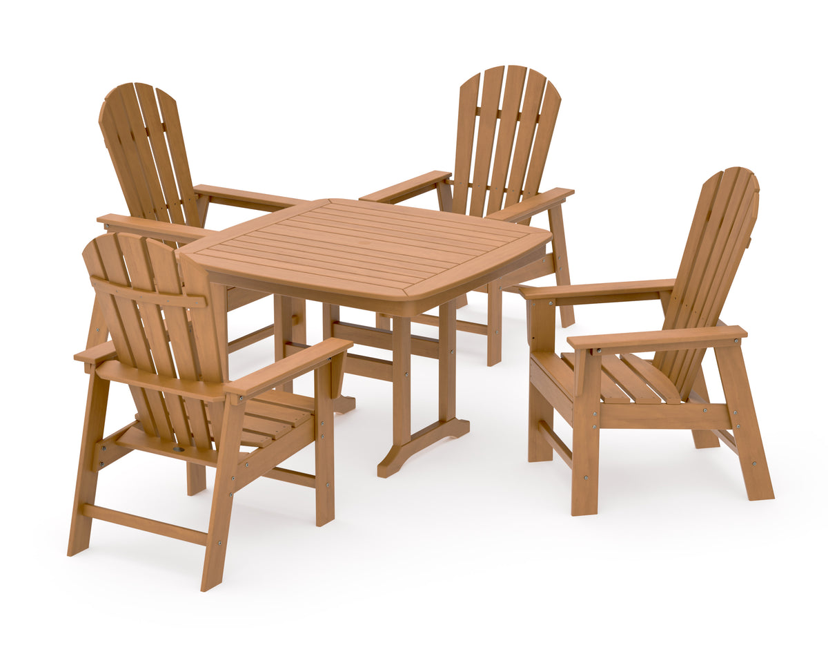 POLYWOOD South Beach 5-Piece Dining Set with Trestle Legs - 44" Table in Natural
