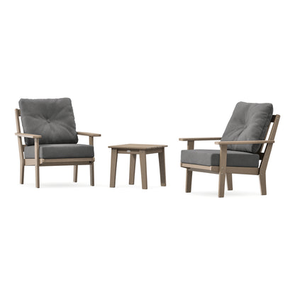 POLYWOOD Oxford 3-Piece Deep Seating Set in Vintage Sahara