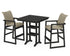POLYWOOD EDGE Woven 3-Piece Farmhouse Bar Set with Trestle Legs in Black / Dune Grass